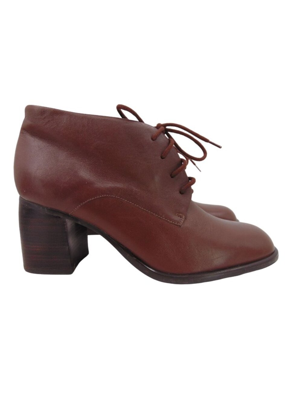 Etienne Aigner Womens Brown Pinto Ankle Booties Shoes Size 8 Chunky Heels Boots - Picture 1 of 12